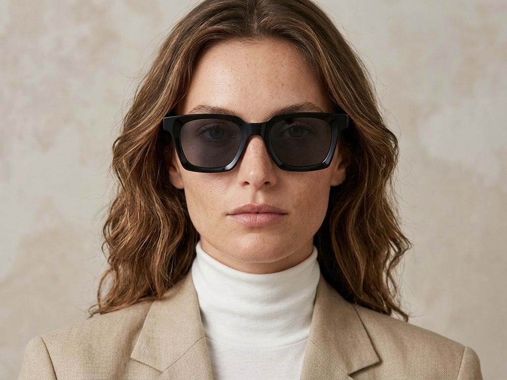BS2503-0255_Black_Rectangular_Plastic_Sunglasses-tryon_female
