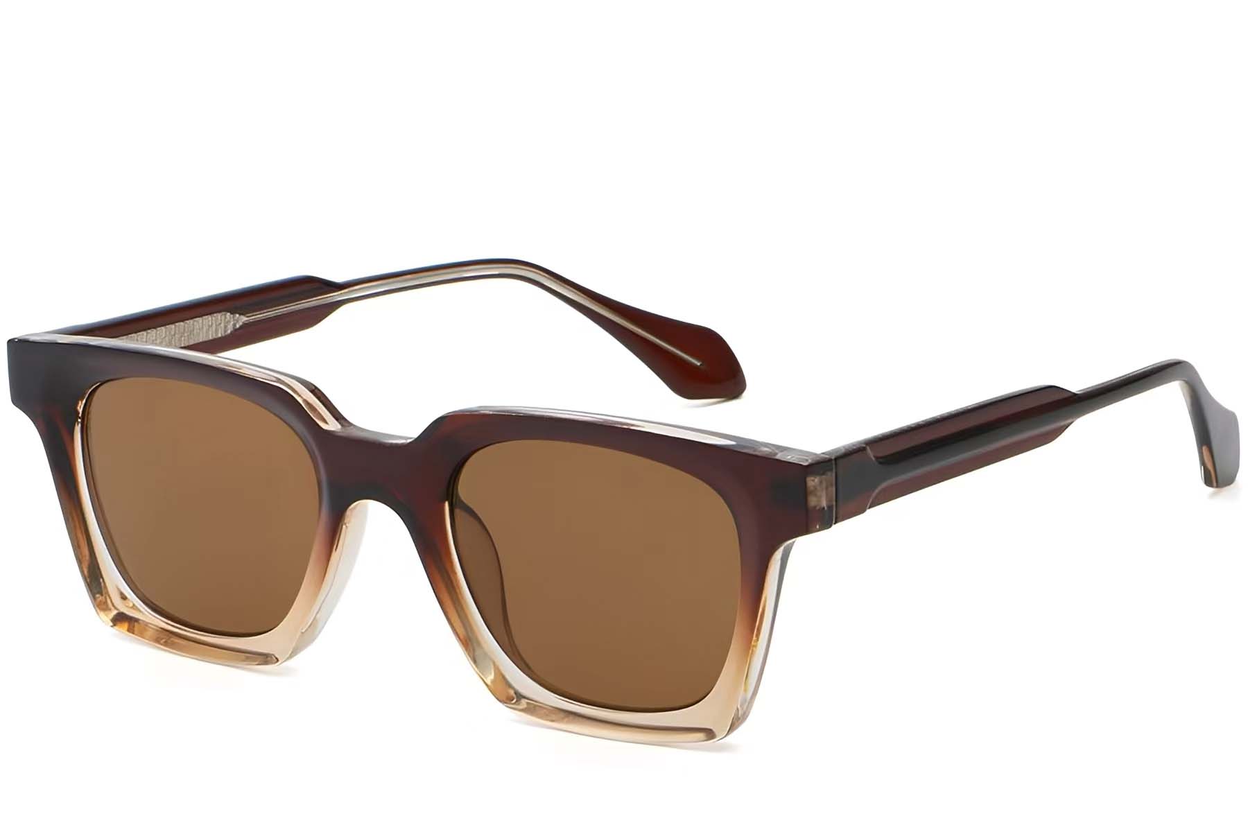 Rectangular Brown Plastic Sunglasses #BS2503-0257
