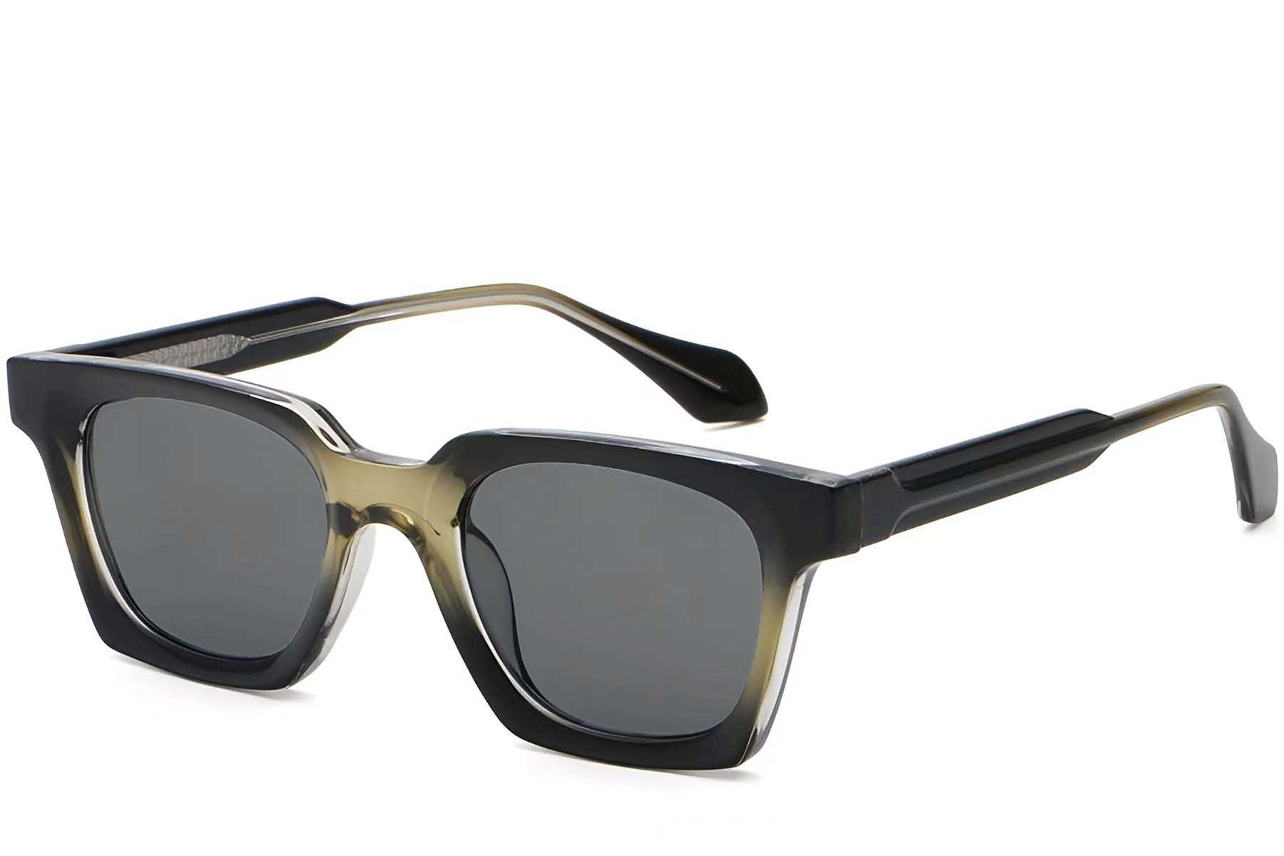 Rectangular Green Plastic Sunglasses #BS2503-0258