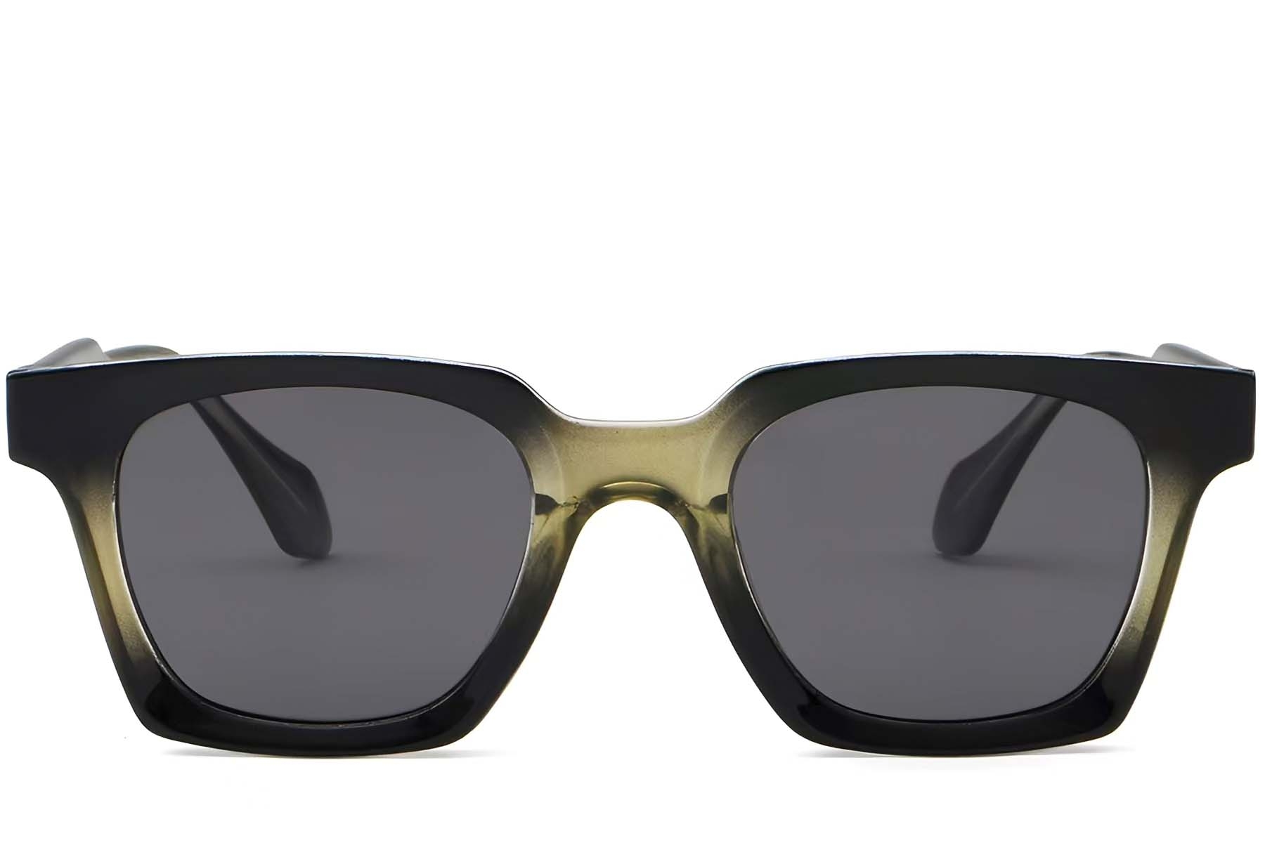 BS2503-0258_Green_Rectangular_Plastic_Sunglasses_front