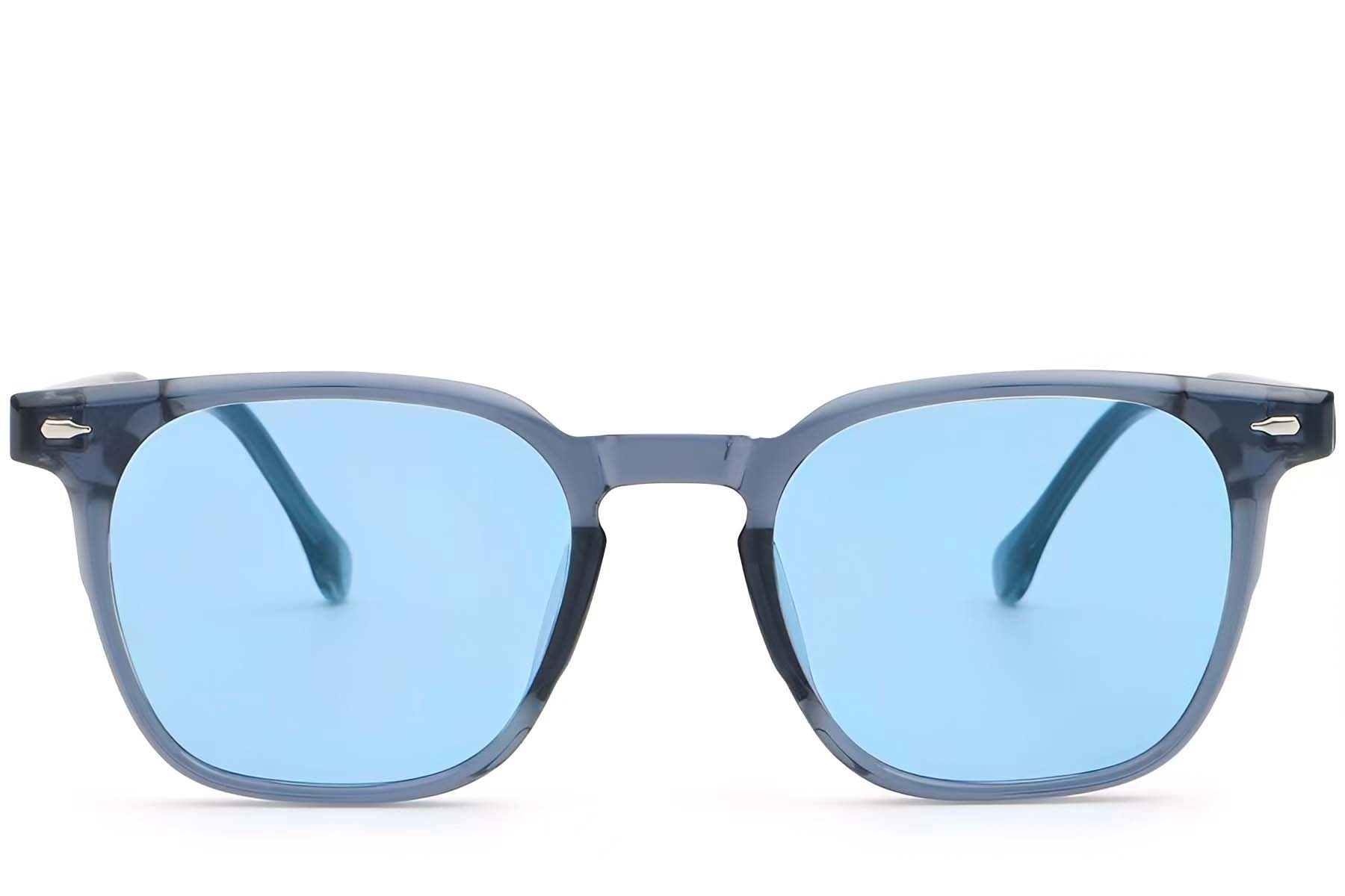 BS2503-0277_Blue_Rectangular_Plastic_Sunglasses_front