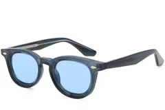 Lunettes de soleil ovales en plastique bleu #BS2503-0281