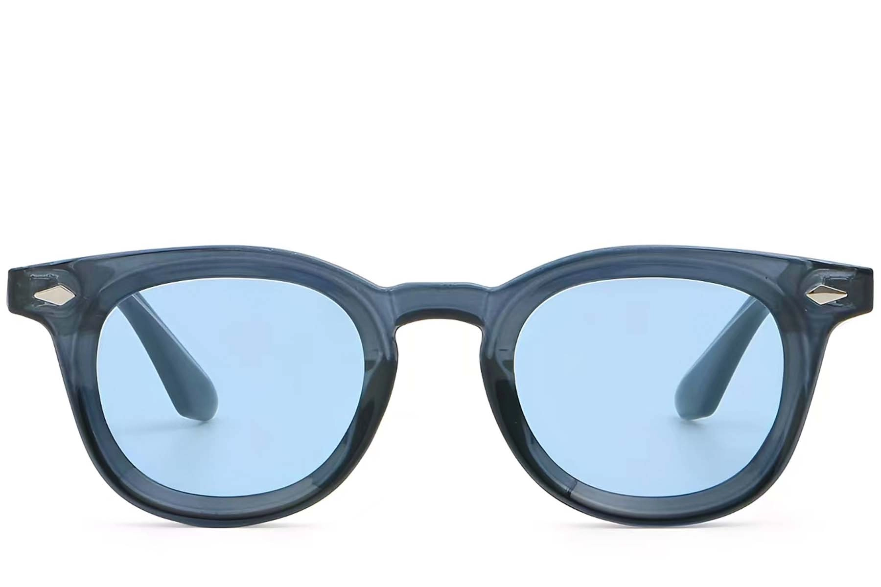 BS2503-0281_Blue_Oval_Plastic_Sunglasses_front