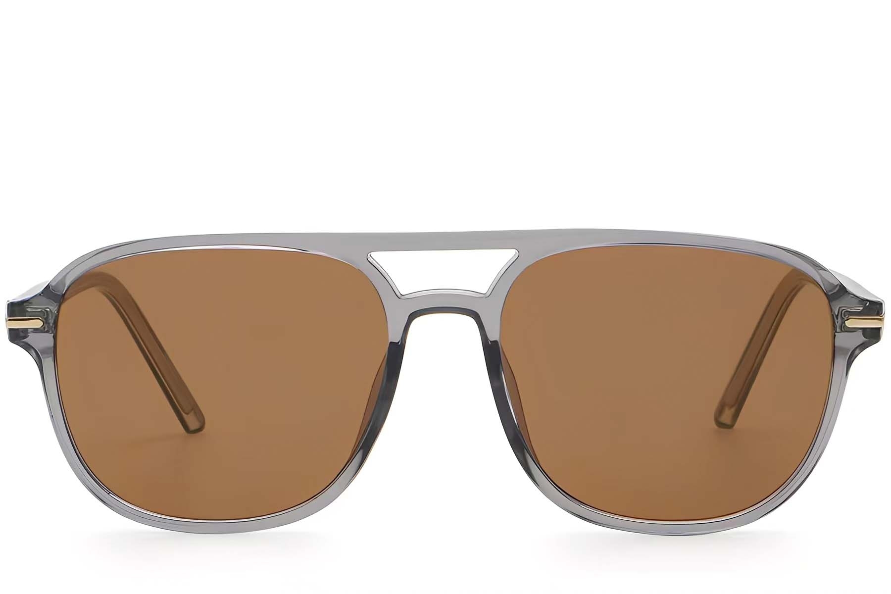 BS2503-0293_Grey_Aviator_Plastic_Sunglasses_front