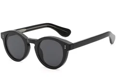 Lunettes de soleil ovales en plastique noir #BS2503-0302