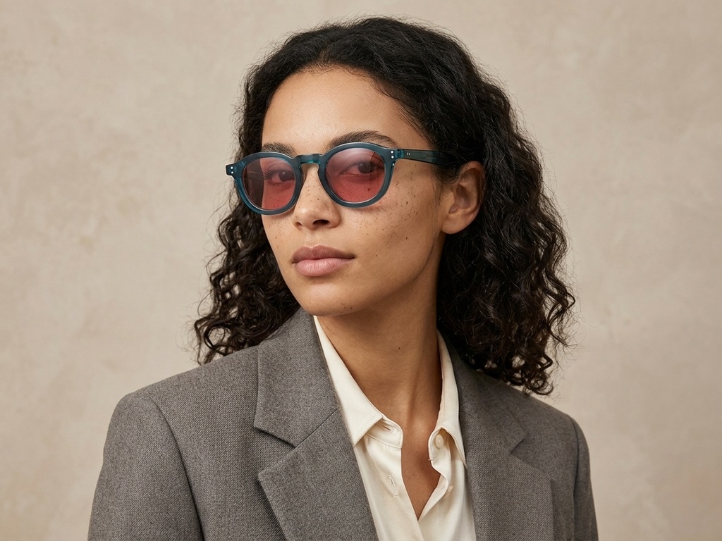 BS2503-0315_Blue_Oval_Plastic_Sunglasses-tryon_female