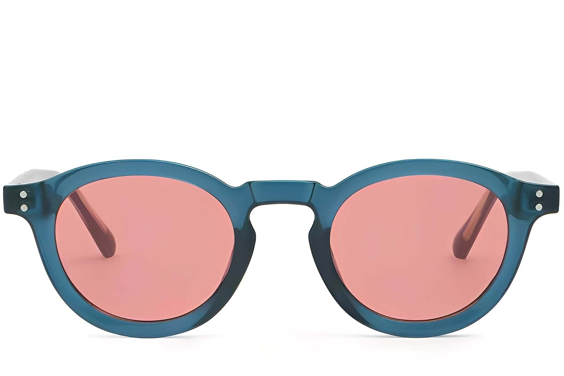 BS2503-0315_Blue_Oval_Plastic_Sunglasses_front