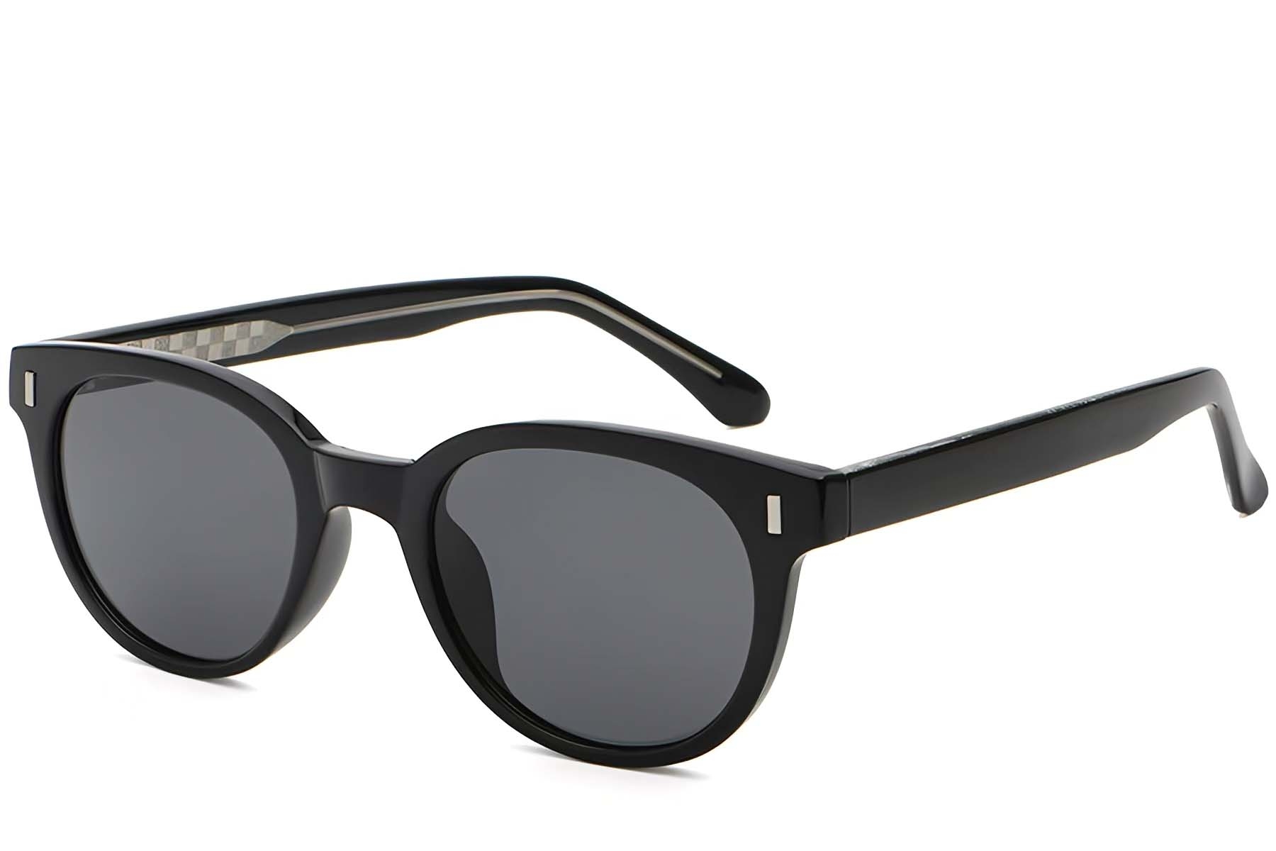 Lunettes de soleil ovales en plastique noir #BS2503-0334