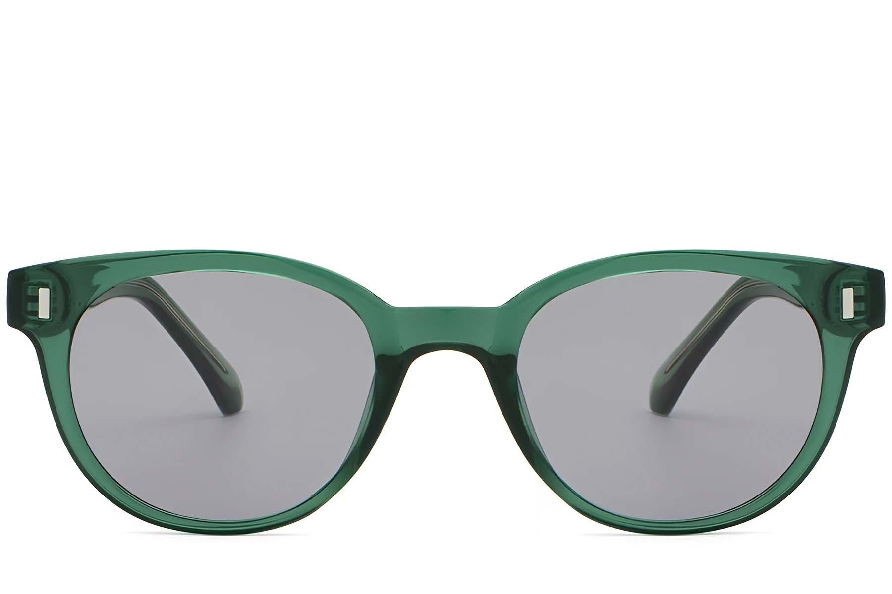 BS2503-0338_Green_Oval_Plastic_Sunglasses_front