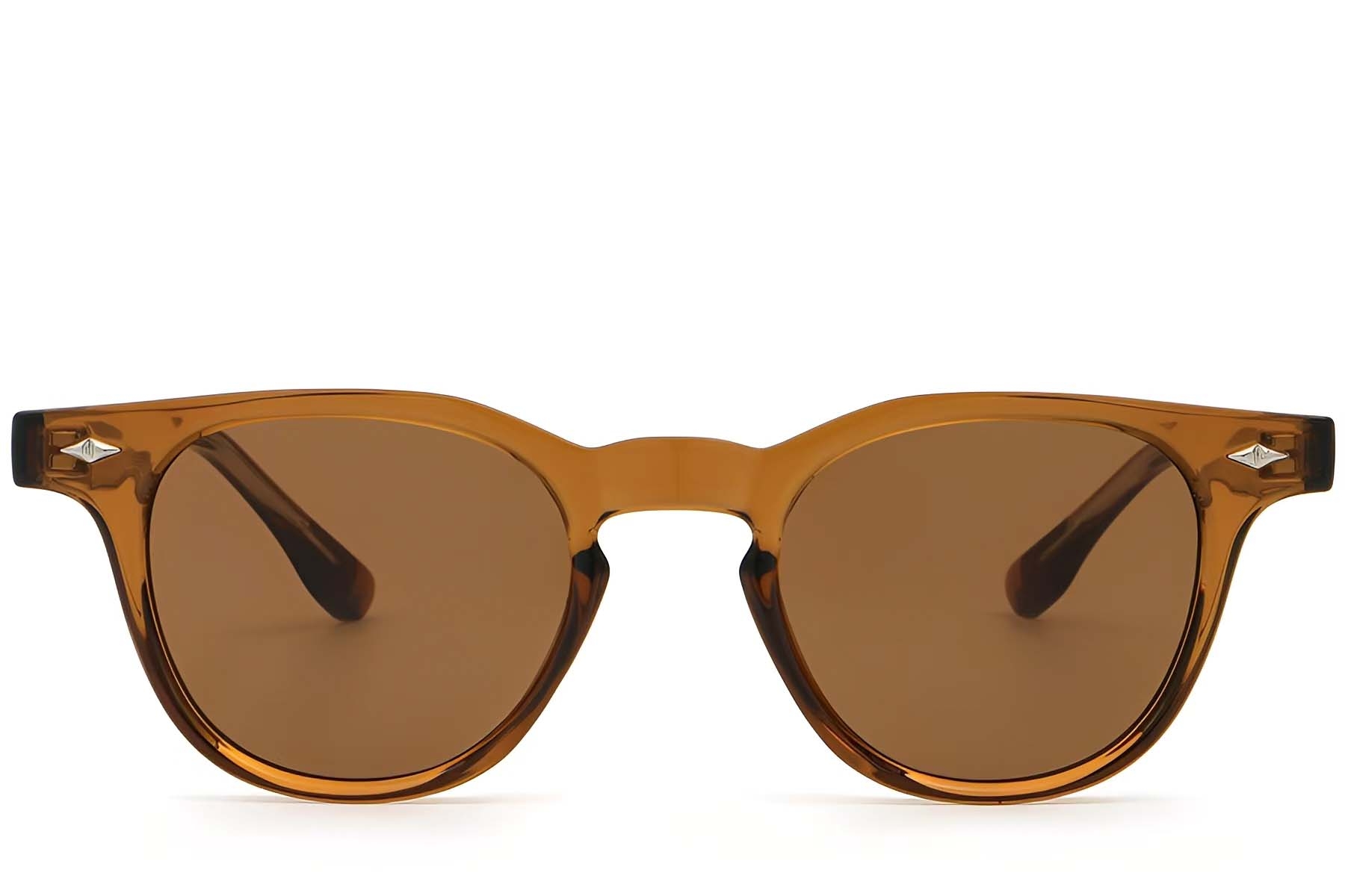 BS2503-0344_Brown_Oval_Plastic_Sunglasses_front