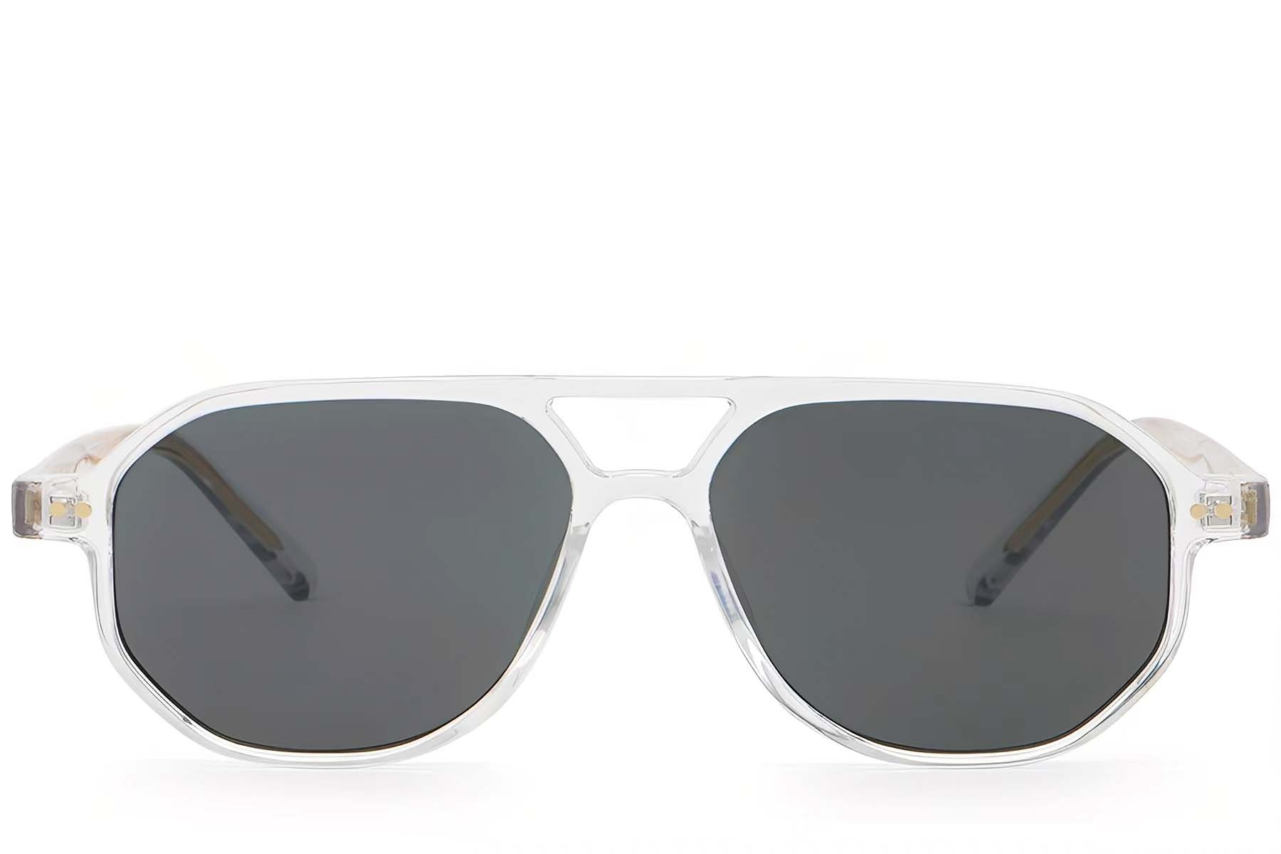BS2503-0352_Transparent_Aviator_Plastic_Sunglasses_front