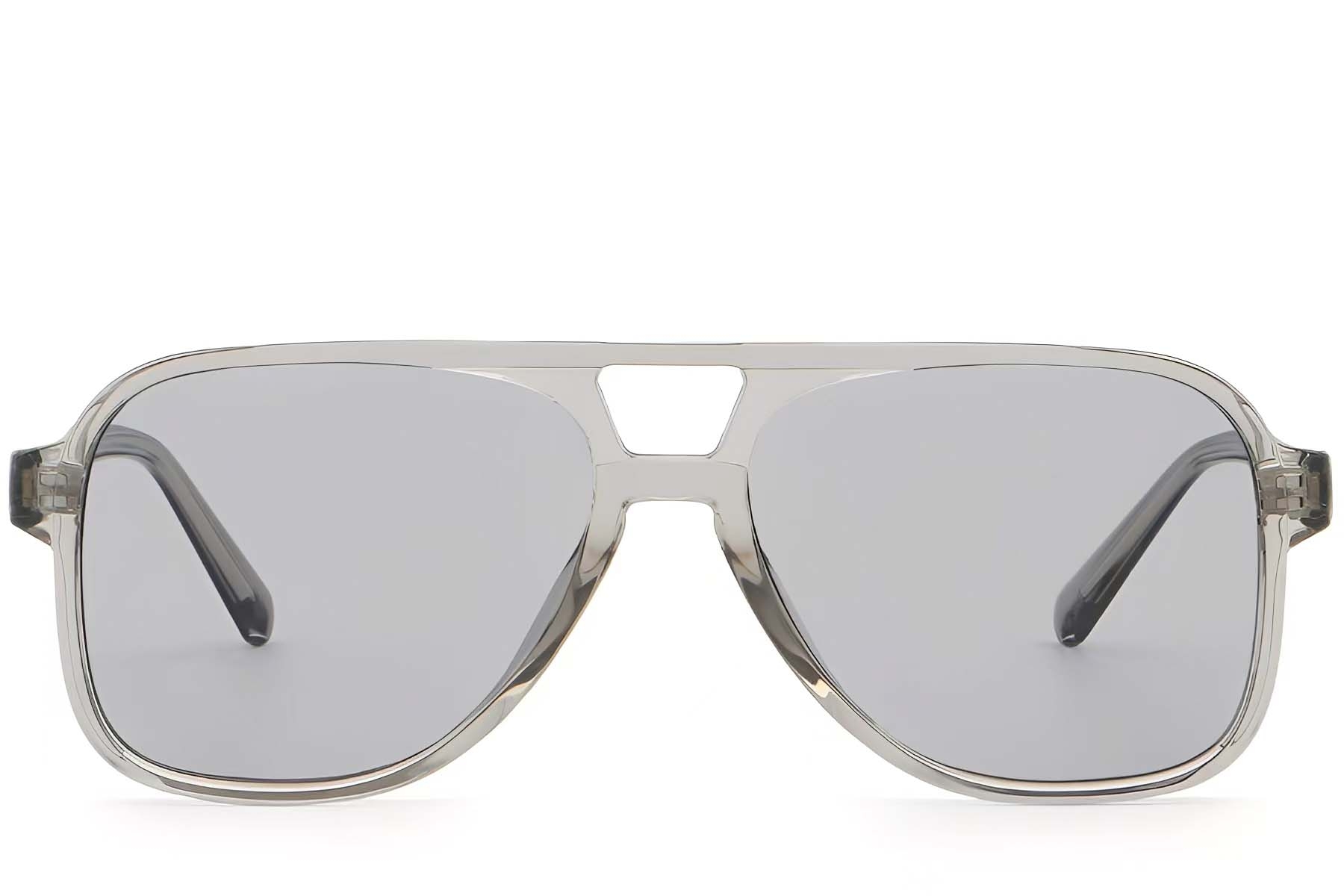 BS2503-0354_Grey_Aviator_Plastic_Sunglasses_front
