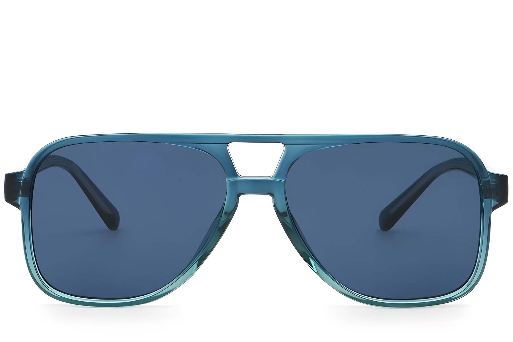 BS2503-0356_Blue_Aviator_Plastic_Sunglasses_front
