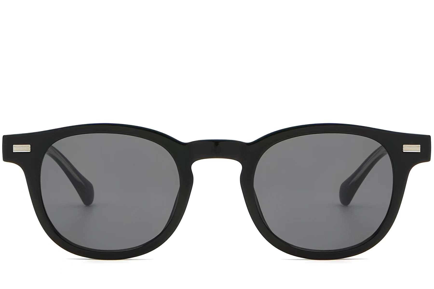 BS2503-0359_Black_Oval_Plastic_Sunglasses_front