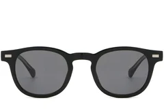 BS2503-0359_Black_Oval_Plastic_Sunglasses_front