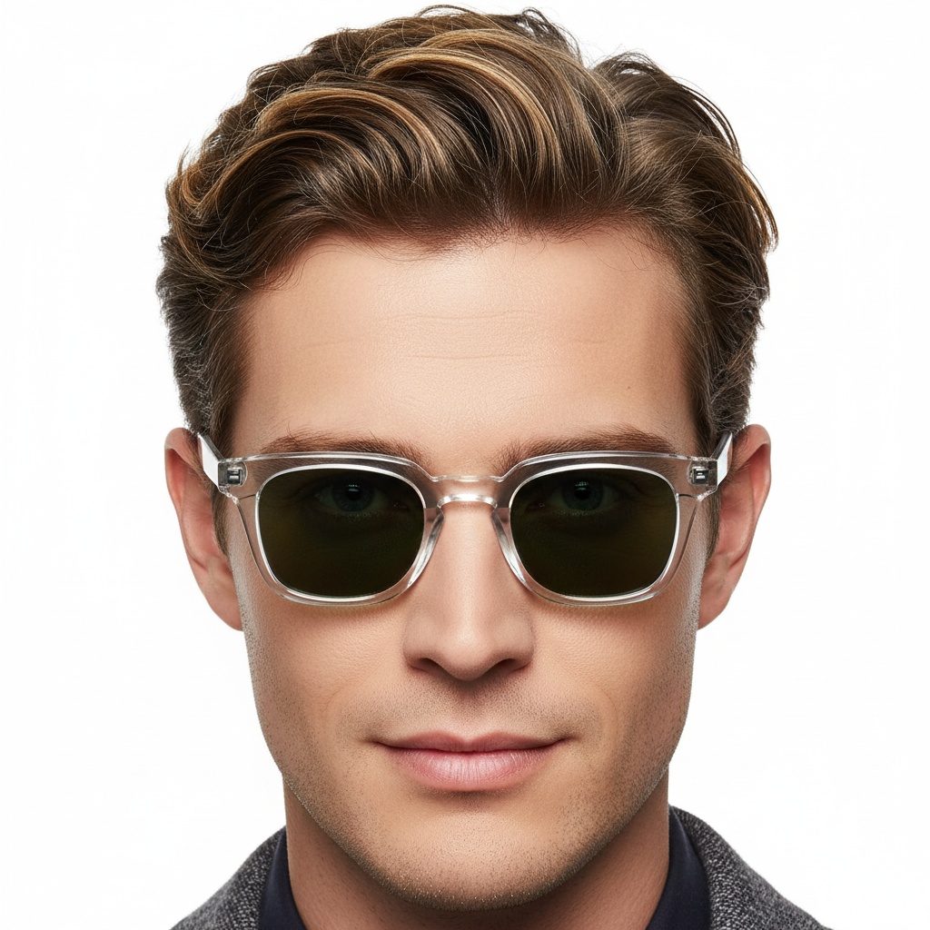 BS2503-0368_Transparent_Rectangular_Plastic_Sunglasses_model