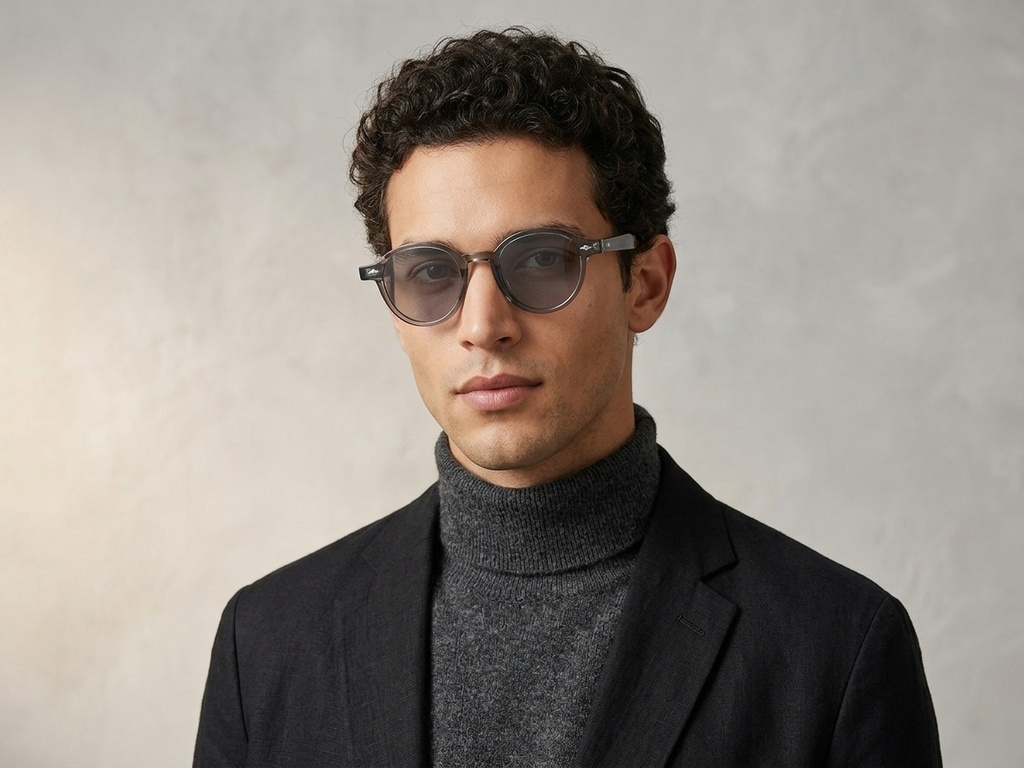 BS2503-0378_Grey_Oval_Plastic_Sunglasses-tryon_male