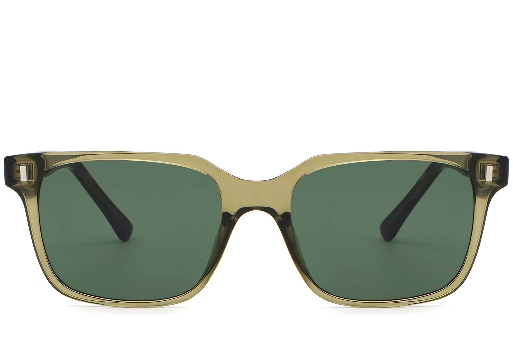 BS2503-0395_Green_Rectangular_Plastic_Sunglasses_front