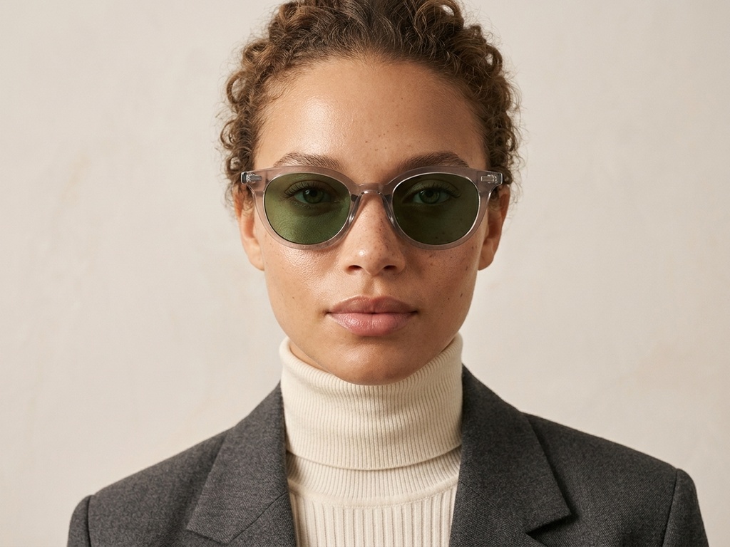BS2503-0412_Grey_Oval_Plastic_Sunglasses-tryon_female