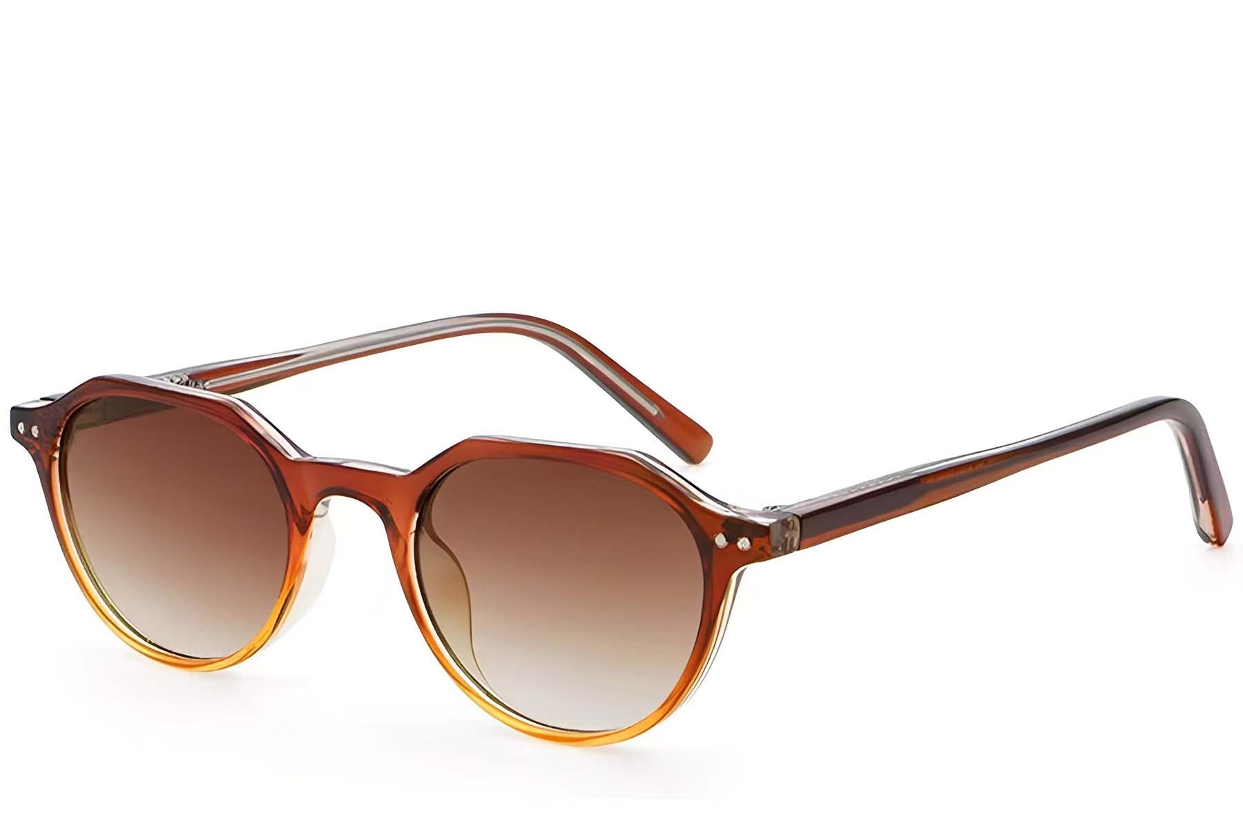 Lunettes de soleil ovales en plastique marron #BS2503-0454