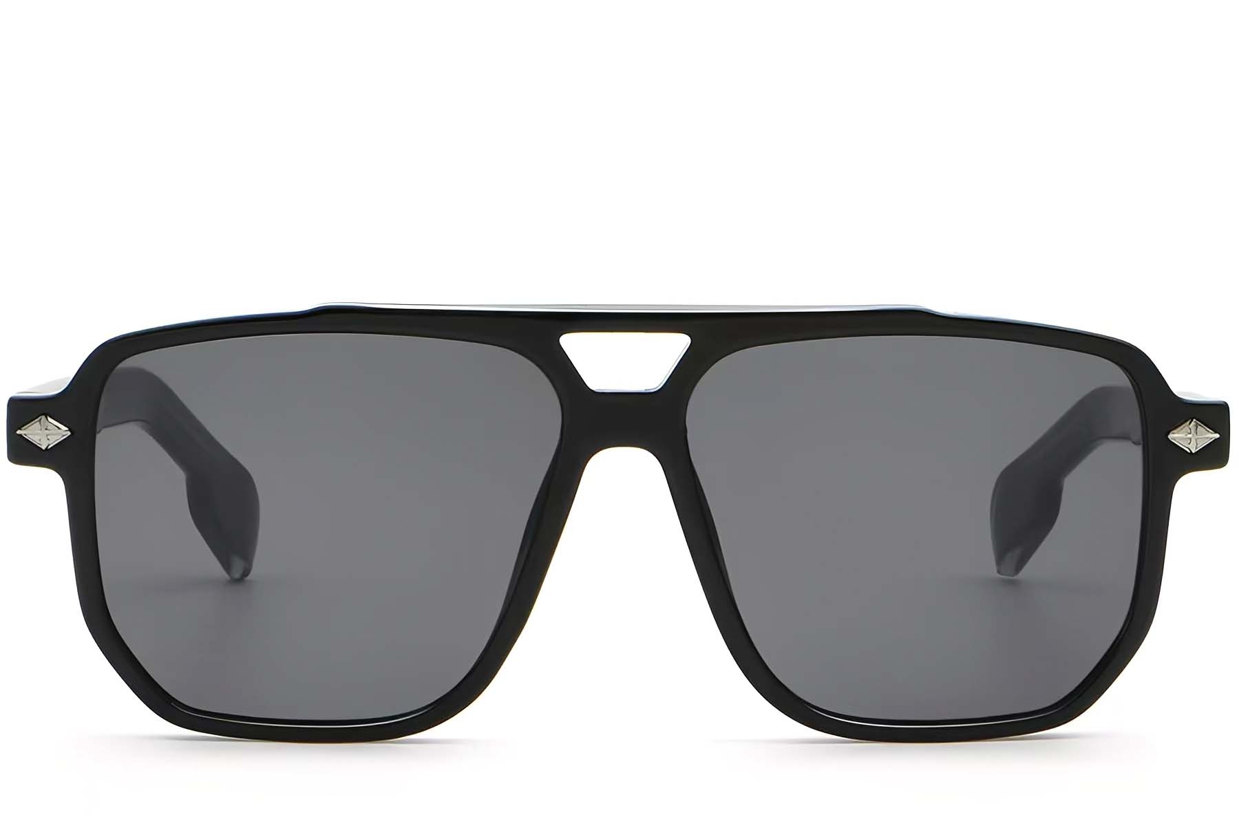 BS2503-0457_Black_Aviator_Plastic_Sunglasses_front
