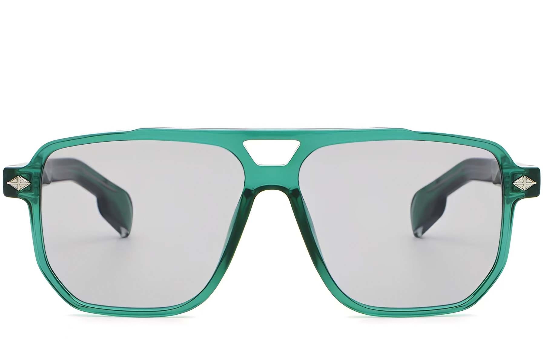 BS2503-0461_Green_Aviator_Plastic_Sunglasses_front