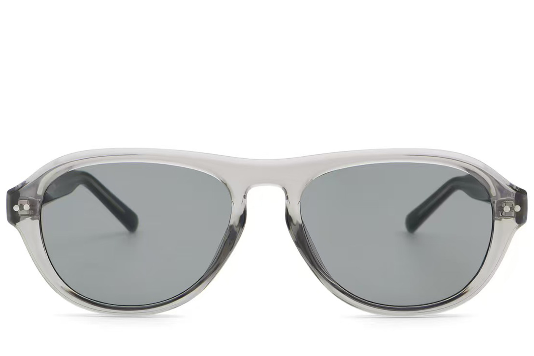 BS2513-0012_Grey_Aviator_Plastic_Sunglasses_front
