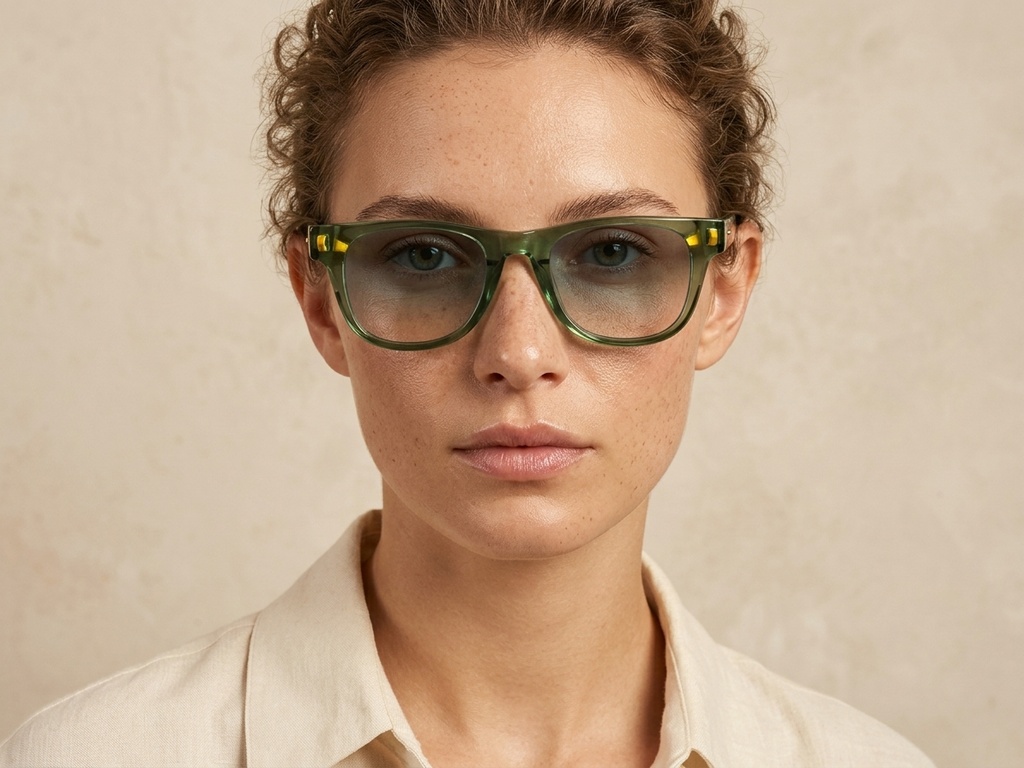 BS2513-0032_Green_Rectangular_Plastic_Sunglasses-tryon_female