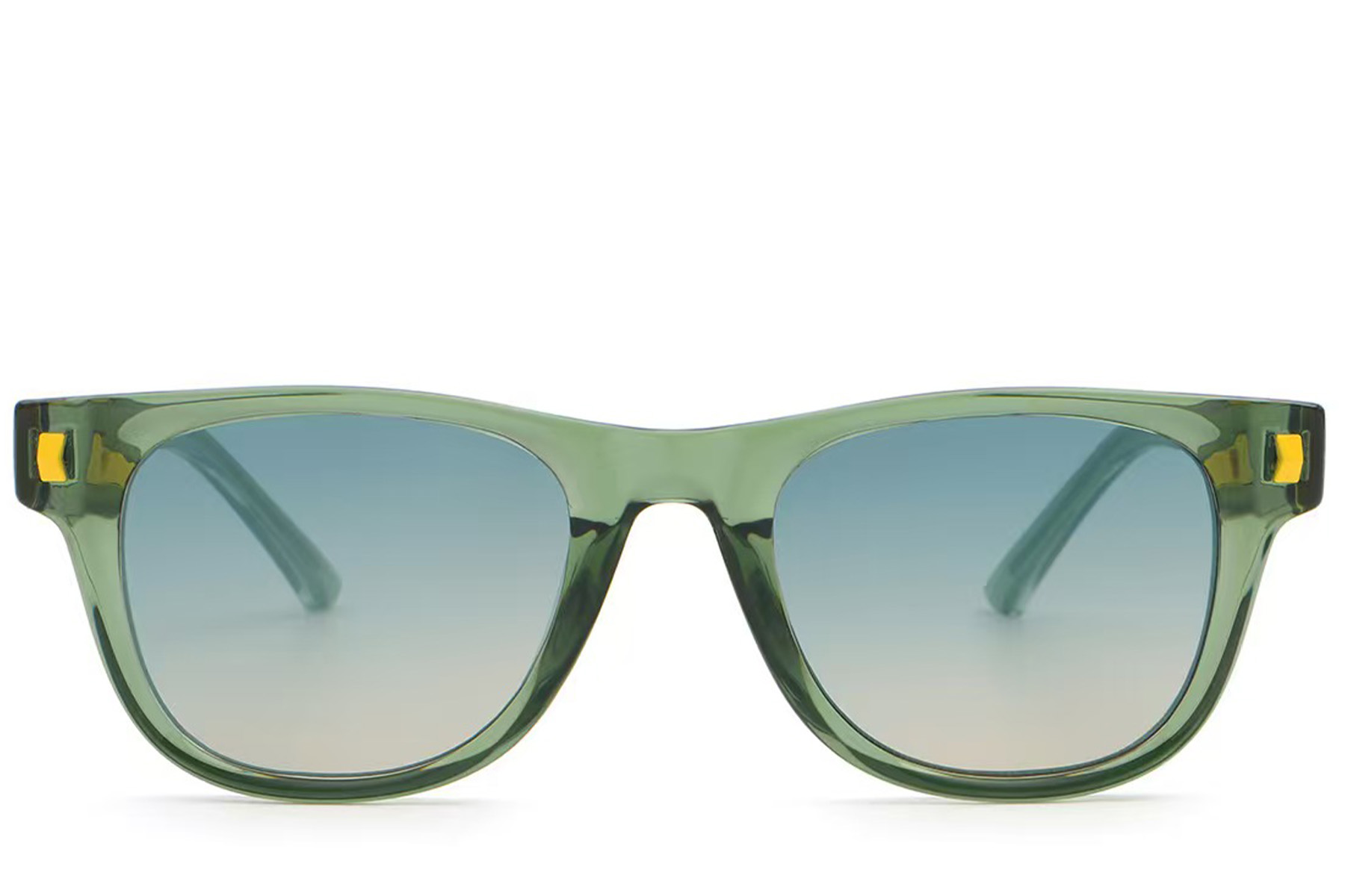 BS2513-0032_Green_Rectangular_Plastic_Sunglasses_front