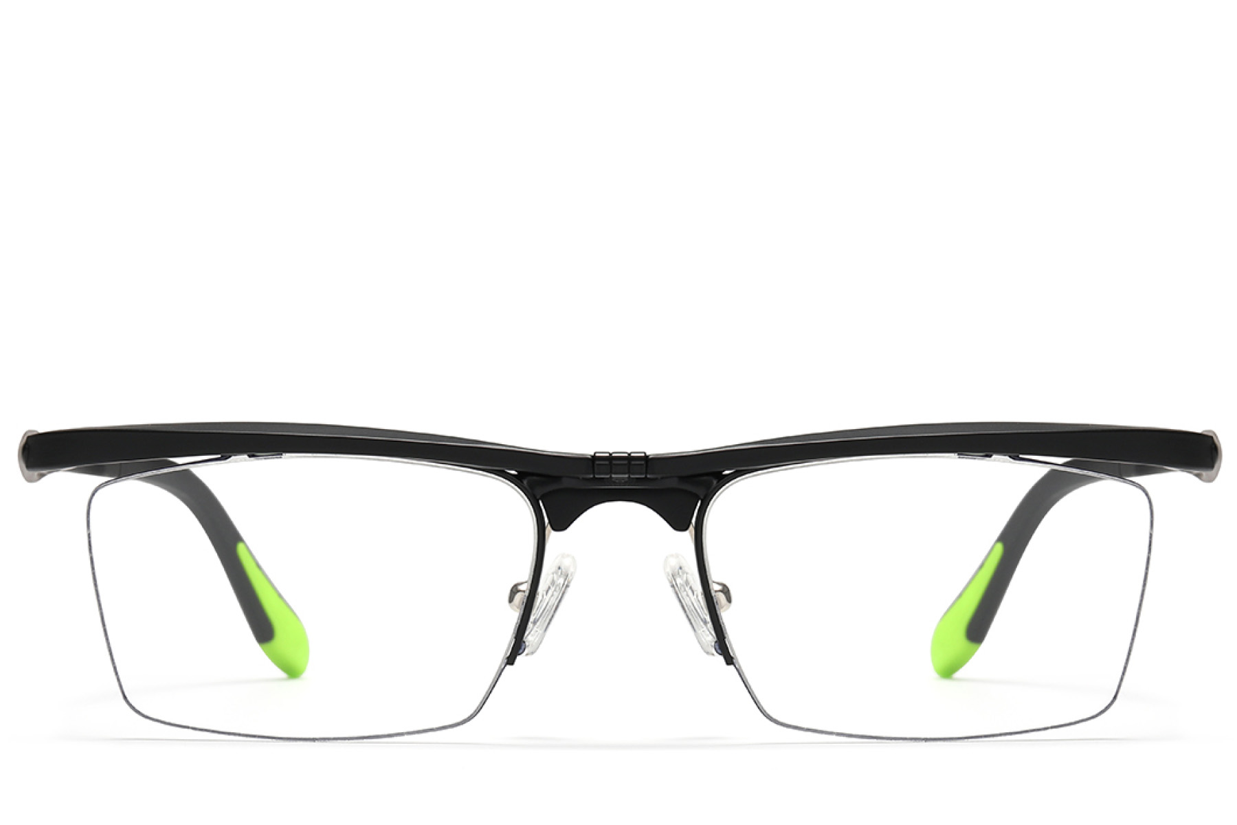 BS2519-0021_Black_Semi-rimless_Ultem_Glasses_front