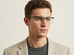 BS2519-0022_Black_Semi-rimless_Ultem_Glasses_corner-tryon_male