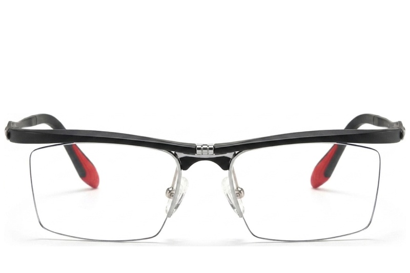 BS2519-0022_Black_Semi-rimless_Ultem_Glasses_front