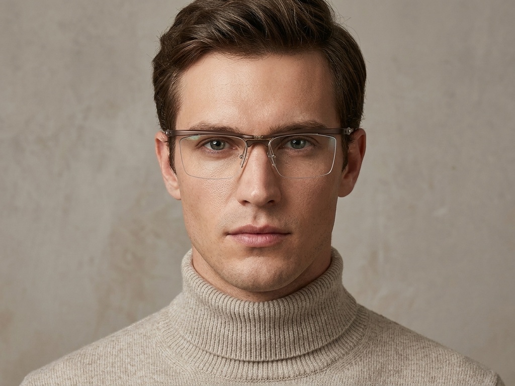 BS2519-0025_Brown_Semi-rimless_Ultem_Glasses_corner-tryon_male