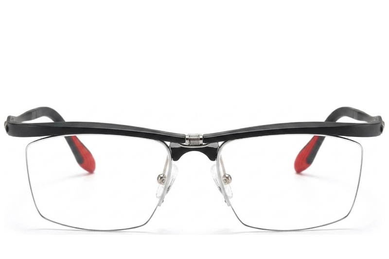 BS2519-0027_Black_Semi-rimless_Ultem_Glasses_front