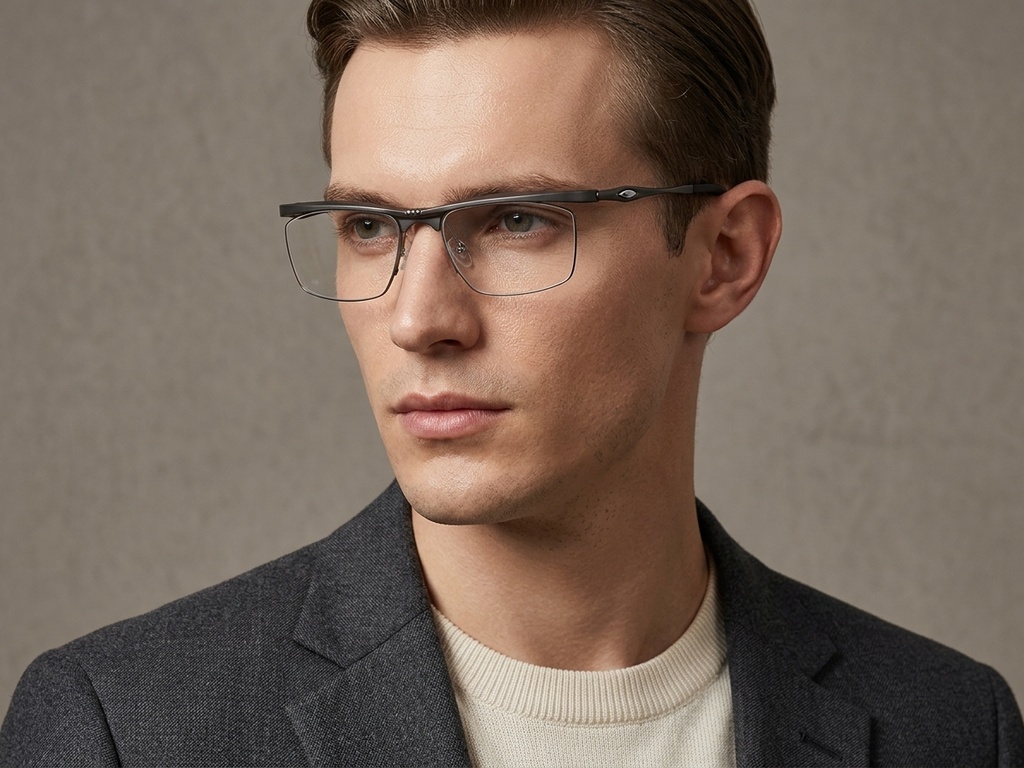 BS2519-0028_Grey_Semi-rimless_Ultem_Glasses_corner-tryon_male
