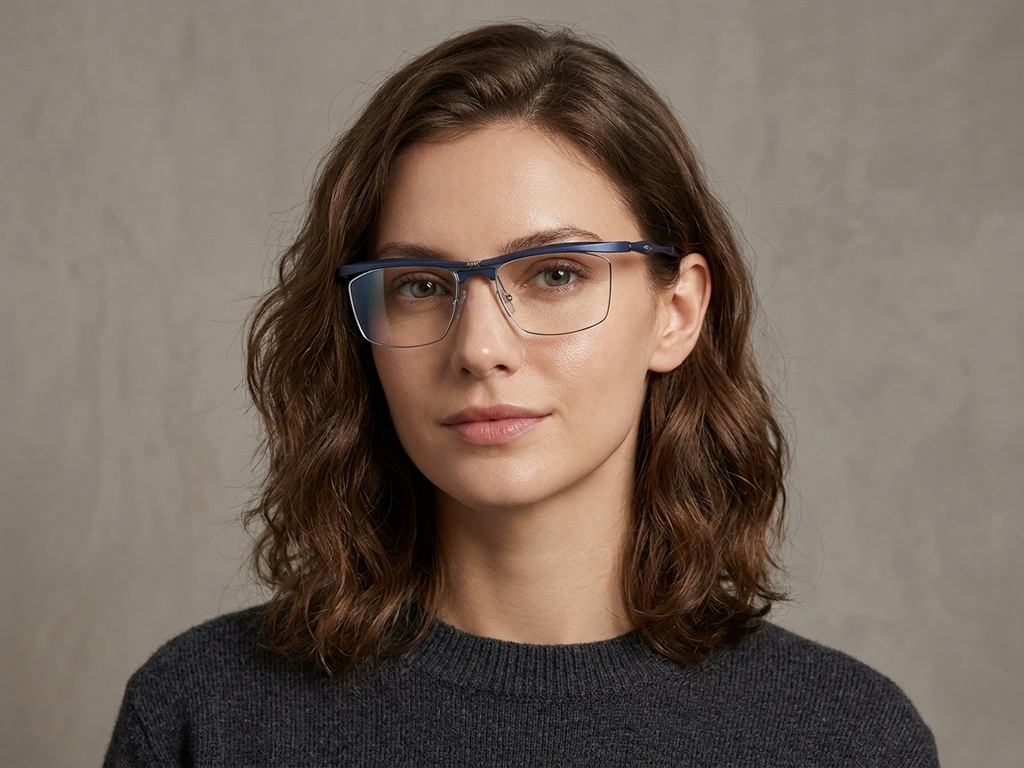 BS2519-0029_Blue_Semi-rimless_Ultem_Glasses_corner-tryon_female
