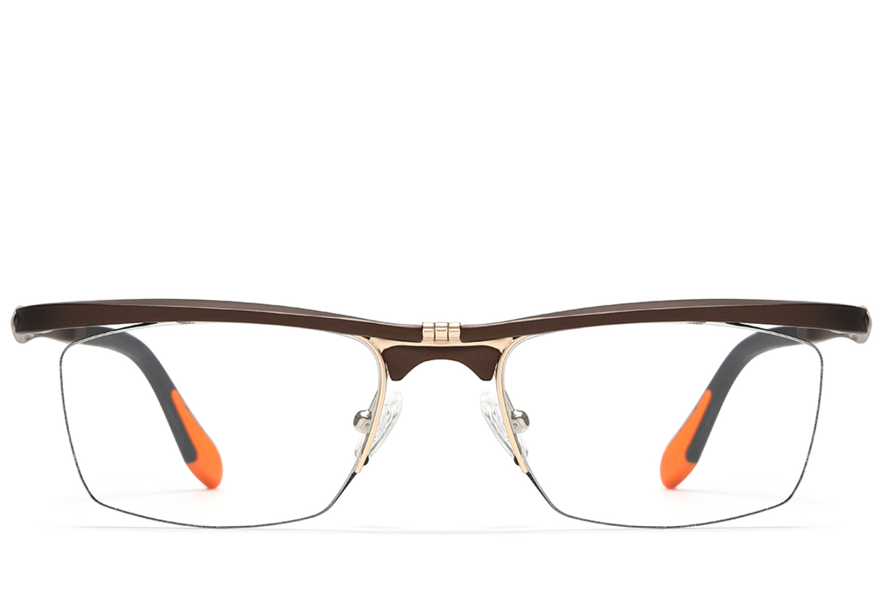BS2519-0030_Brown_Semi-rimless_Ultem_Glasses_front