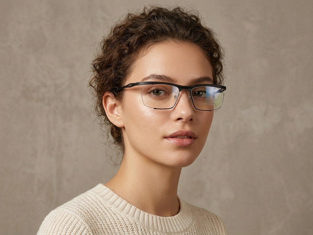 BS2519-0031_Black_Semi-rimless_Ultem_Glasses_corner-tryon_female