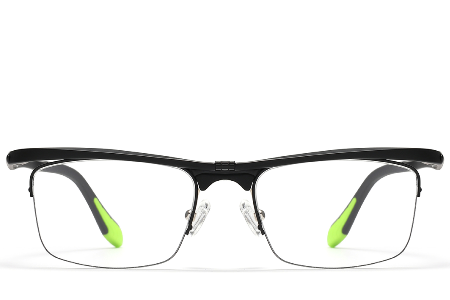 BS2519-0036_Black_Semi-rimless_Ultem_Glasses_front