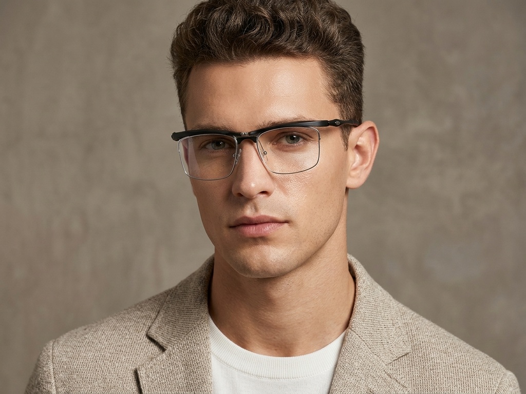 BS2519-0037_Black_Semi-rimless_Ultem_Glasses_corner-tryon_male