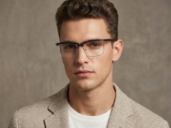 BS2519-0037_Black_Semi-rimless_Ultem_Glasses_corner-tryon_male