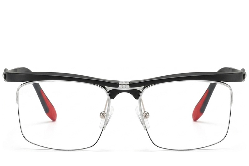 BS2519-0037_Black_Semi-rimless_Ultem_Glasses_front