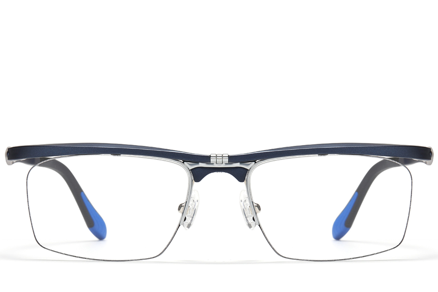 BS2519-0049_Blue_Semi-rimless_Ultem_Glasses_front