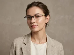 BS2519-0051_Black_Semi-rimless_Ultem_Glasses_corner-tryon_female