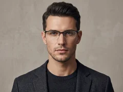 BS2519-0051_Black_Semi-rimless_Ultem_Glasses_corner-tryon_male