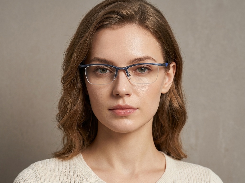 BS2519-0054_Blue_Semi-rimless_Ultem_Glasses_corner-tryon_female