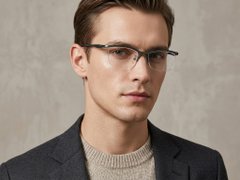 BS2519-0055_Green_Semi-rimless_Ultem_Glasses_corner-tryon_male