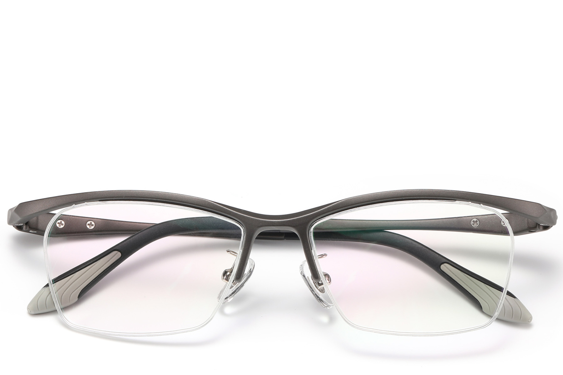 BS2519-0059_Grey_Semi-rimless_Ultem_Glasses_front