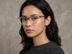 BS2519-0065_Grey_Semi-rimless_Ultem_Glasses_corner-tryon_female