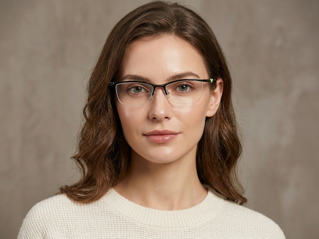 BS2519-0069_Black_Semi-rimless_Ultem_Glasses_corner-tryon_female